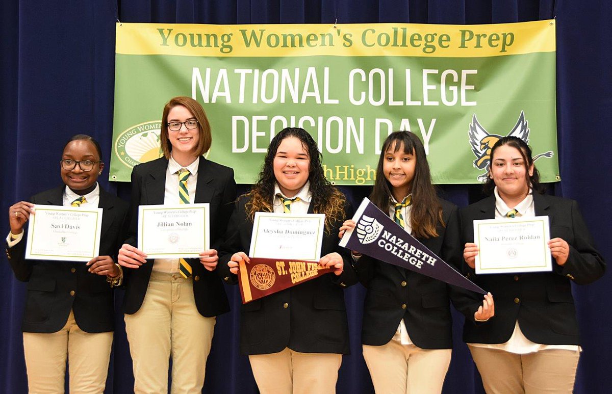CityRochesterNY's tweet photo. Warning: Bright futures ahead! These @YWCP_Rochester ladies are headed to @ManhattanEdu, @UBuffalo, @FisherNews, @NazarethCollege and @MedailleCollege! 

#collegebound #BetterMakeRoom #ROCtogether #ROC #CollegeSigningDay #ReachHigher https://t.co/p7nNeNMZkB