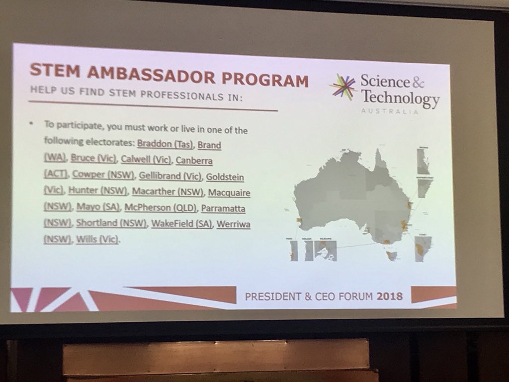 DrEmmaLJohnston's tweet image. Today we launch our @ScienceAU #STEM Ambassador program - beginning with 10 electorates. If you live in one of these electorates &amp;amp; would like to step-up &amp;amp; help parliamentarians  #SolveItWithScience - you can read more here: scienceandtechnologyaustralia.org.au/wp-content/upl…