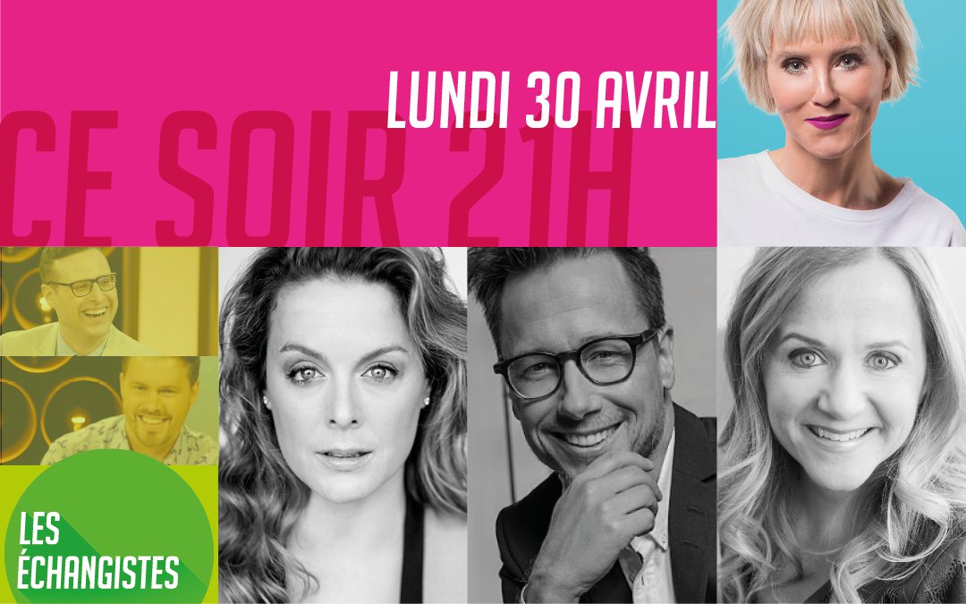 Lesechangistes's tweet photo. Soyez des nôtres tout de suite après #LesChefs sur @icirctele! @Penelopemcquade reçoit Julie Le Breton, @brigittelafleur et Stéphane Rousseau avec #Leséchangistes @_LouisT et @JFBreau! https://t.co/UmJhPpzzMS