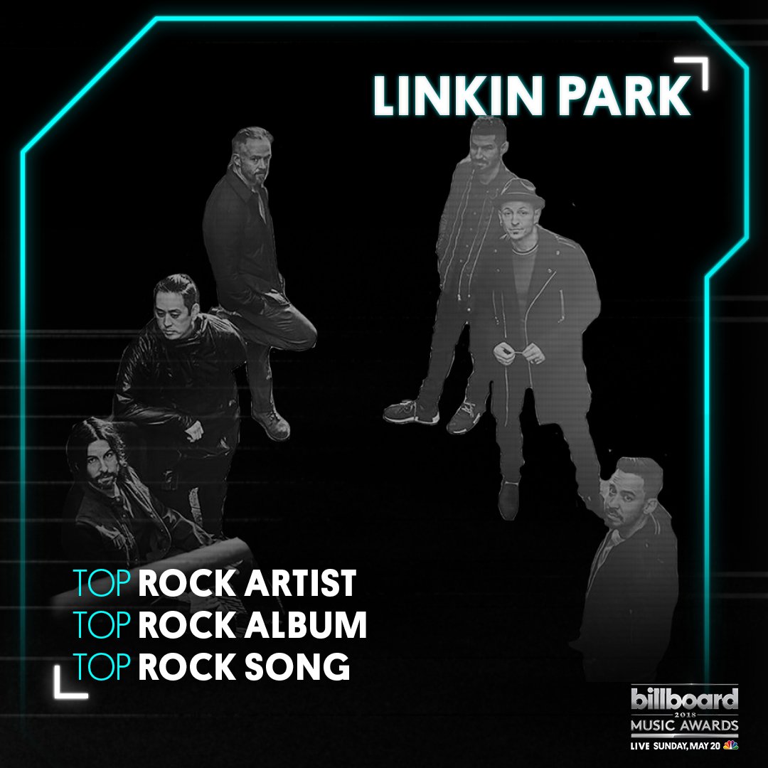 BBMAs's tweet photo. Congrats to @linkinpark! They are nominated for Top Rock Artist, Top Rock Album and Top Rock Song at the #BBMAs. https://t.co/D2Bn0BF9CJ