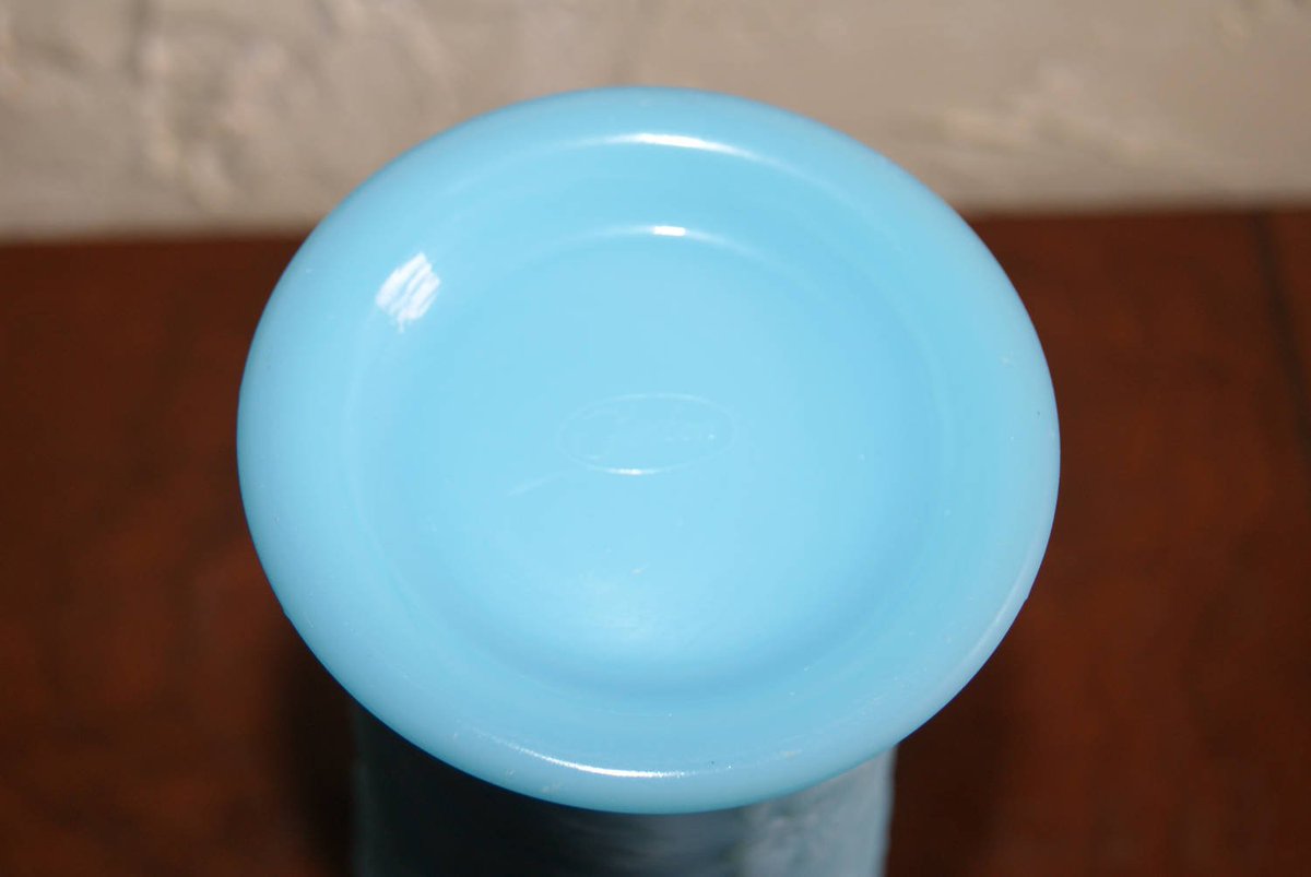 Wisdom_Lane's tweet photo. Vintage 1970s Fenton Light Blue Satin Glass Cylinder Vase PEACOCK GARDEN Pattern With Embossed Mark On Bottom https://t.co/LDQdvf5WeW #Etsy #WisdomLane #Vtpassion https://t.co/aZokEIU7RV