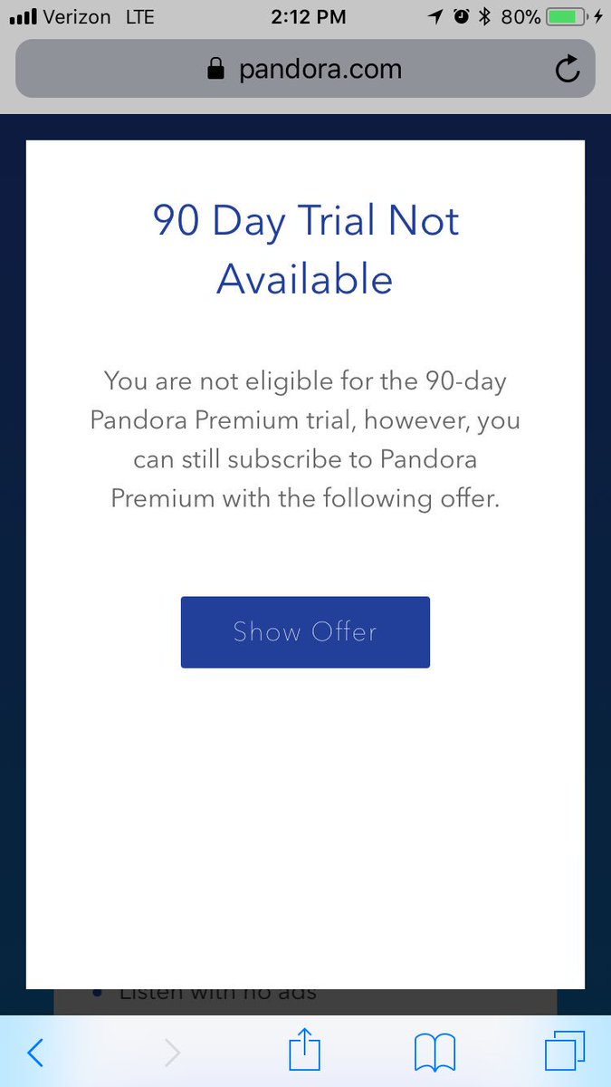 808mark's tweet image. .@pandora How you gonna send me a "personalized offer" and then tell me it's not available when I take the time to actually redeem it? #uxfail