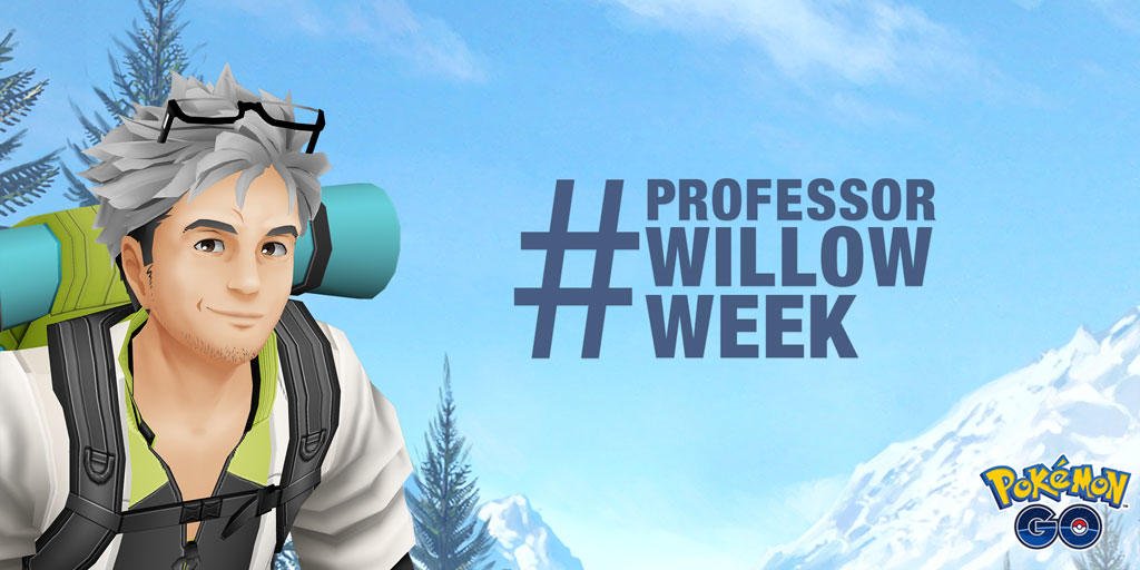 PokemonGoApp's tweet photo. Trainers, thank you for joining us in celebrating #ProfessorWillowWeek! Remember that you can always help Professor Willow by contributing important Pokémon Field Research or Special Research! https://t.co/x66UZZg6KK