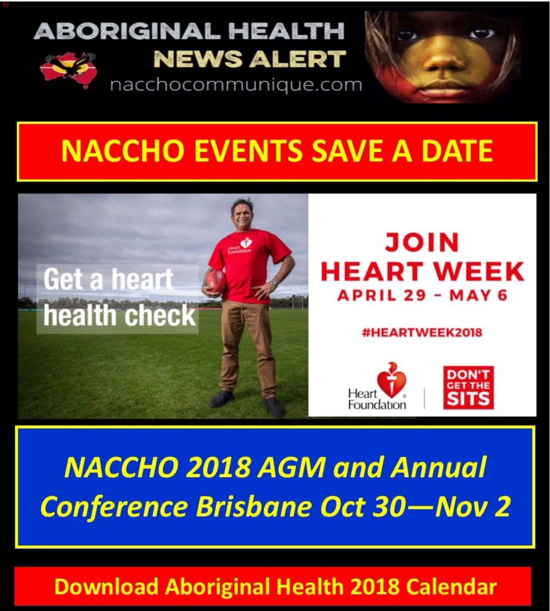 AMSANTaus's tweet photo. .@jpatto12 Aboriginal Health Conferences and events : 2018 SAVE A DATE @HeartAust #HeartWeek2018 #Prevention2018 #Budget2018NACCHO
#FamilyMattersWeek @AbSecNSW @fam_matters_au #BecauseOfHerWeCan
#NACCHOagm2018 , @NATSIHWA , @AIDAAustralia , @CATSINaM https://t.co/dmoIgrfVac https://t.co/j9HlW3UbG8