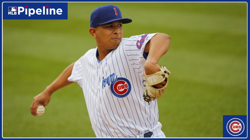 MLBPipeline's tweet photo. Adbert Alzolay was dealing for @IowaCubs:
7 IP
1 H
0 ER
2 BB
6 K
No. 1 on the #Cubs Top 30: https://t.co/KGD2TbfB4S https://t.co/6TlomHc3eH