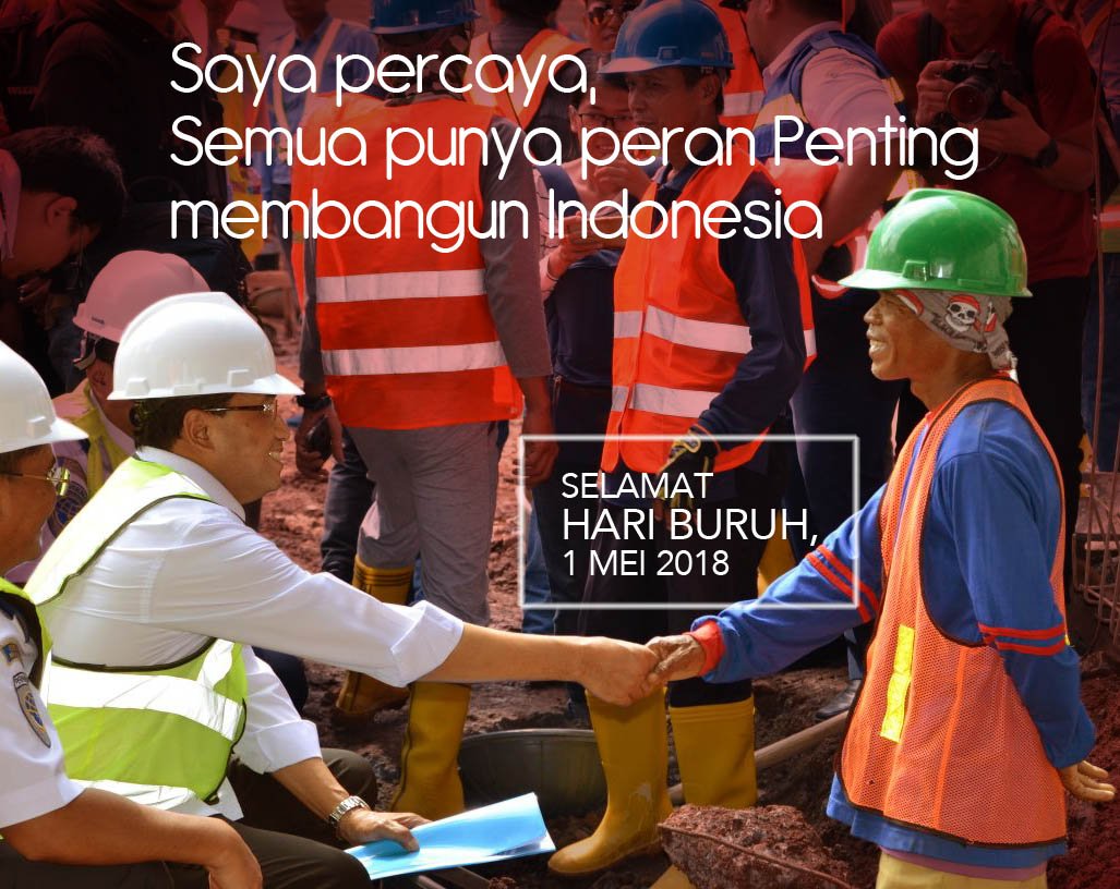 BudiKaryaS's tweet photo. Membangun Indonesia Sejahtera, bagian dr kerja keras kita semua, &amp; kita bagian tak terlepaskan dari tujuan mulia itu. Saling bahu membahu, ber-sama2 bkerja dlm peran masing2 utk berkibarnya sang Merah Putih dlm mwujudkan pembangunan Indonesia. Selamat Hari Buruh, 1 Mei 2018.- BKS https://t.co/YJAkknSSxY