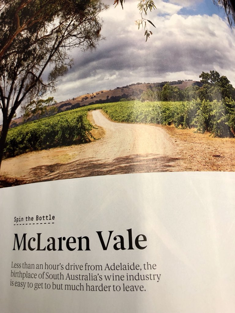 mOrganicsKim's tweet photo. Great to see @Yangarra & @GemtreeWines featured in this months @Qantas magazine - McLaren Vale...Spin the bottle. #yangarra #gemtree #mcvale #Organic #biodynamic #wine #qantas #AustralianOrganic #WineAustralia @AustOrganic @QantasUSA https://t.co/3BvrsbQVTL