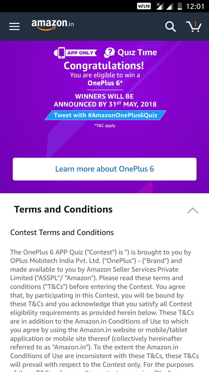 TekiEswar's tweet photo. #AmazonOnePlus6Quiz https://t.co/5IQmhOs8Sh