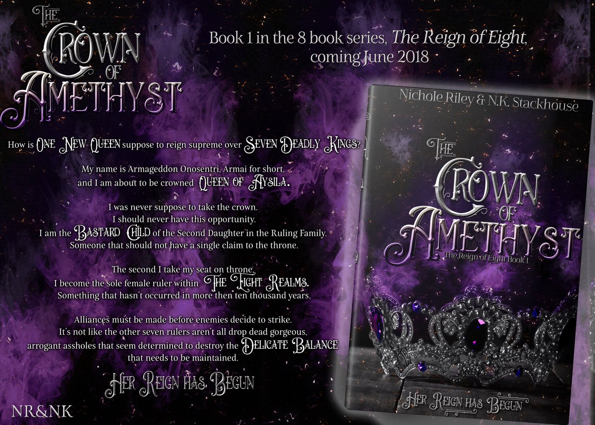 NikkiKimberly_A's tweet image. 👑💥#COVER #BLURB💥👑 

@AuthorNRiley and I want to share with you are best kept #Naughty #Dark secret!

The Crown of Amethyst will be book 1 of 8 in our new #DarkFantasy #RH series #TheReignofEight coming this June/July! #SevenDeadlySinsWithATwist😈👑🖤

facebook.com/NK.Stackhouse.…