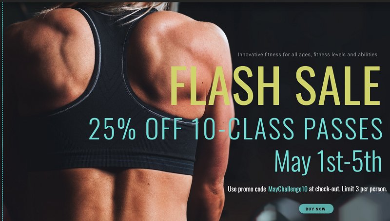 mainfitnessto's tweet image. Flash Sale: 25% off 10-Class Passes conta.cc/2HFLDzy