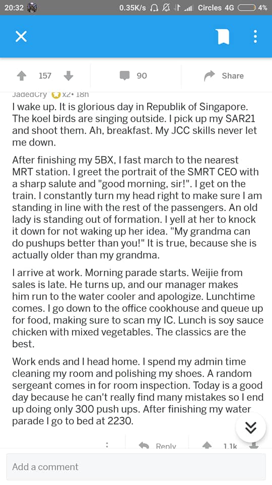 MothershipSG's tweet photo. Military life in civilian life Singapore https://t.co/HdckOcHZqX