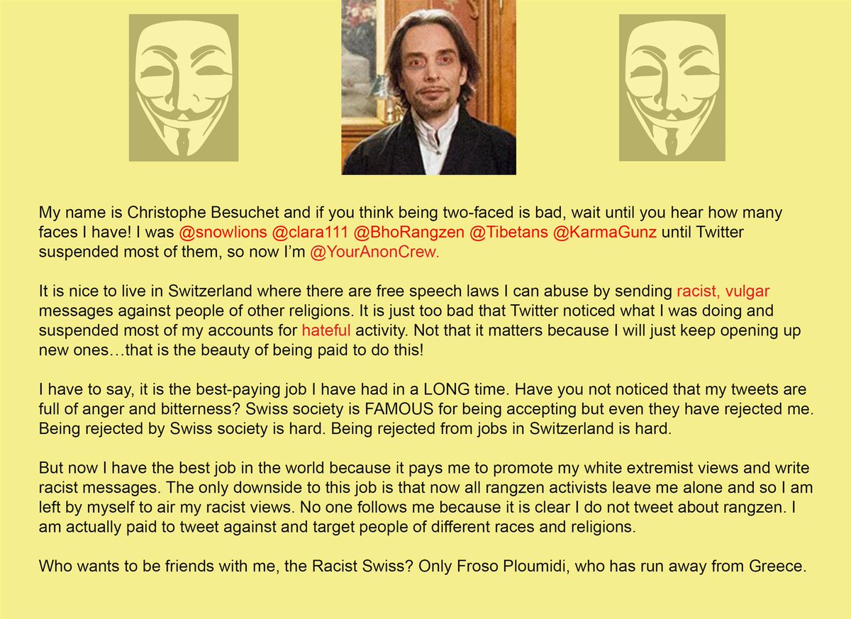 C1ara1111's tweet photo. Anyone who is #racist, we will not keep quiet. Anyone who presses on #religiousfreedom , we will not keep quiet. We are legion and you have been warned. 

#DalaiLama #Tibetans #freeTibet #religion #hate #equality #loveTibet #Dharamsala https://t.co/OnyCwdaXa6