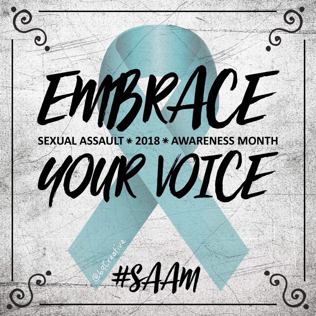 #SAAM2018 is coming to a close: #embraceyourvoice 
#AssaultAwareness 
#childabuseawareness
#StopSexualAssault
#StopChildAbuse
#SAAM