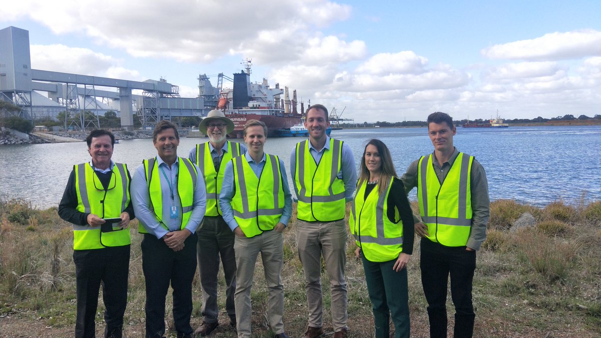 GoGeoLtd's tweet photo. Touring the Bunbury Port Facilities and discussing opportunities with Southern Ports, the @CCI_WA of Commerce and Industry WA, @RickNewnham and Nathan Viles, and Go Geo Director Julian Stawell. #gogeo #ausbiz https://t.co/8vjc8DA1i4