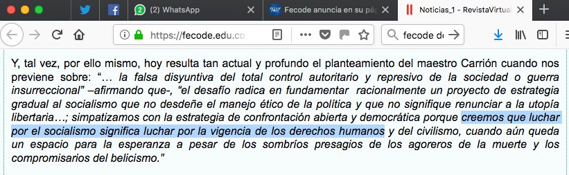 ghitis's tweet photo. En la página web de FECODE (https://t.co/04a4lFEIyo) dice que el socialismo=Derechos humanos.
No en vano eso es lo que están infiltrando en los salones de clase.

La educación debe ser 100% apolítica. Debemos rechazar la politización de la educación. https://t.co/PfHAzq2uqC