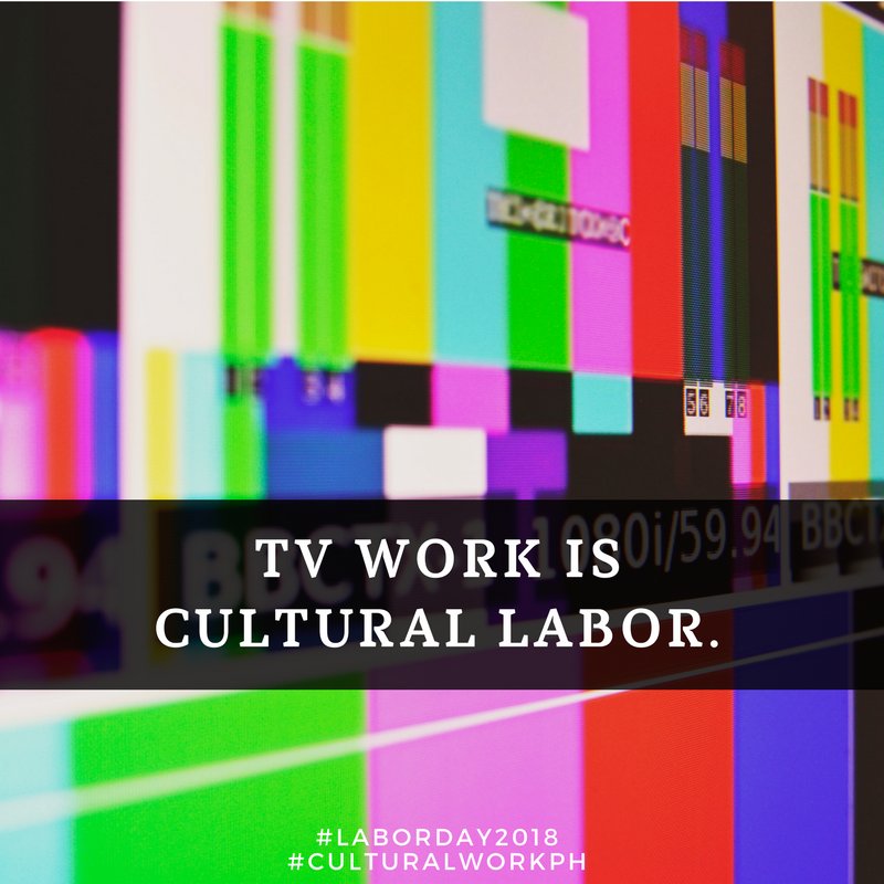 radikalchick's tweet photo. The amount of labor that goes into on TV show is beyond our imagination. A majority of TV workers in the Philippines are contractual employees, with no benefits, and no security of tenure. #TVph #TelevisionPH #CulturalWorkPH #LaborDay photo by #TimMossholder via #Unsplash. https://t.co/5DOJcOdGCB