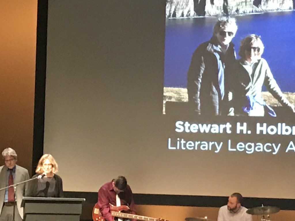 LNLibrary's tweet photo. The Stewart H. Holbrook Literary Legacy Award goes to the phenomenal literary duo, Tracy Daugherty and Marjorie Sandor! Well-deserved, beautiful people. #OregonBookAwards https://t.co/EGkOqF8olq