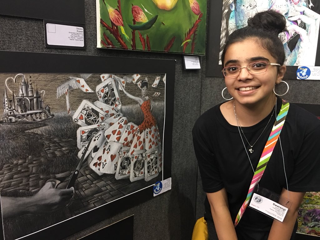 MrsReynoldsArt's tweet photo. Swarangi’s Queen of Hearts piece medaled at #StateVASE2018 way to go! #chsARt ##cisdART https://t.co/Cj7ZLs7yy5