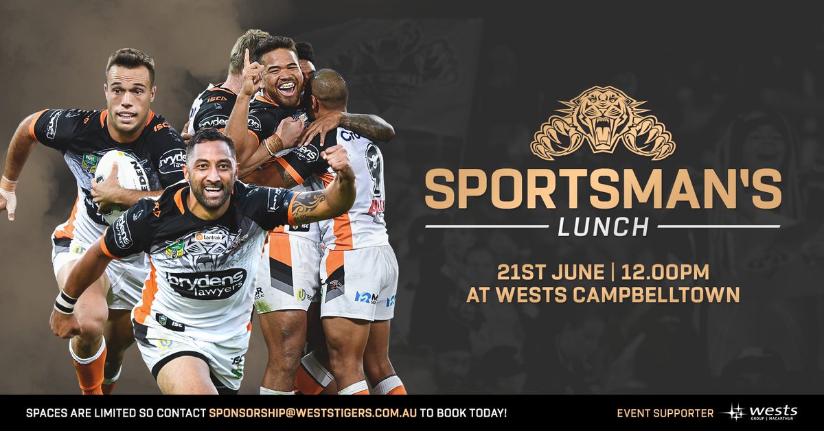 Wests Tigers are holding a special Sportsman's Lunch at Wests Campbelltown, a fantastic event for all sports fans!

📆 Details ≫ bit.ly/WT18Sportsmans