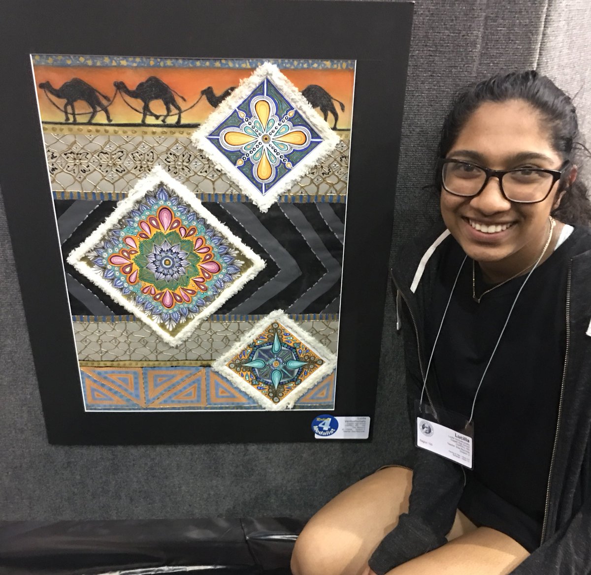 MrsReynoldsArt's tweet photo. Lucilla’s textile and zentangle piece was another ond of the #StateVASE2018 medals this past Saturday. Way to go Lucilla! #chsART #cisdART https://t.co/3jqY2WAAM4