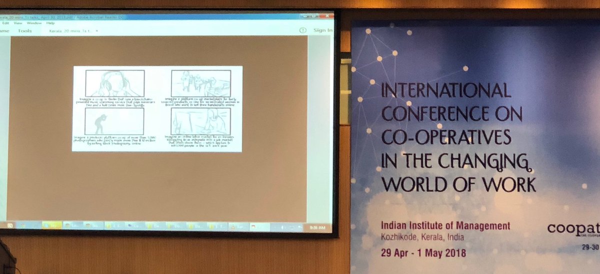 simcim's tweet photo. On this #iwd2018 International Workers Day, Indian cooperators listen to @TreborS presentation on #platformcoops at the #ccww2018 in #Kerala @icacoop @SEWABharat @ilo @cicopa @pskumar1895 https://t.co/5QfMKBi5yu