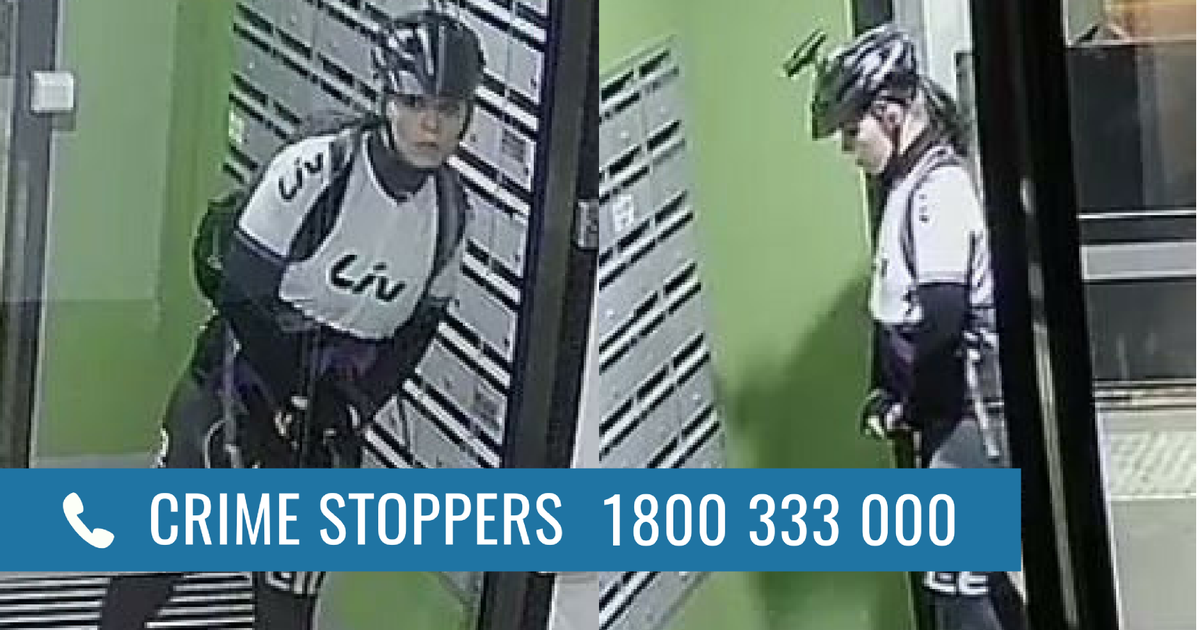 VictoriaPolice's tweet image. Police are investigating following a theft of mail in Brunswick East last month. The offender stole the mail from mail boxes in the foyer of the Lygon Street complex on 3 April about 4.30am. → s.ctx.ly/r/113e3