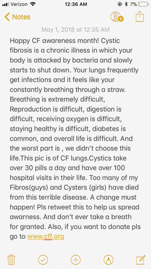 aleeyathequeen's tweet photo. PLS RT to help us spread awareness #CFawareness 💜 https://t.co/VE1lrnMZlU