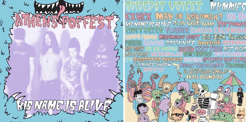 hisnameisalive's tweet photo. what the heck Guided By Voices, The Mummies, Ex Hex, Dean Wareham, Oh-Ok, Elf Power, Man or Astro Man and His Name is Alive wow #athenspopfest https://t.co/268NaB6no0