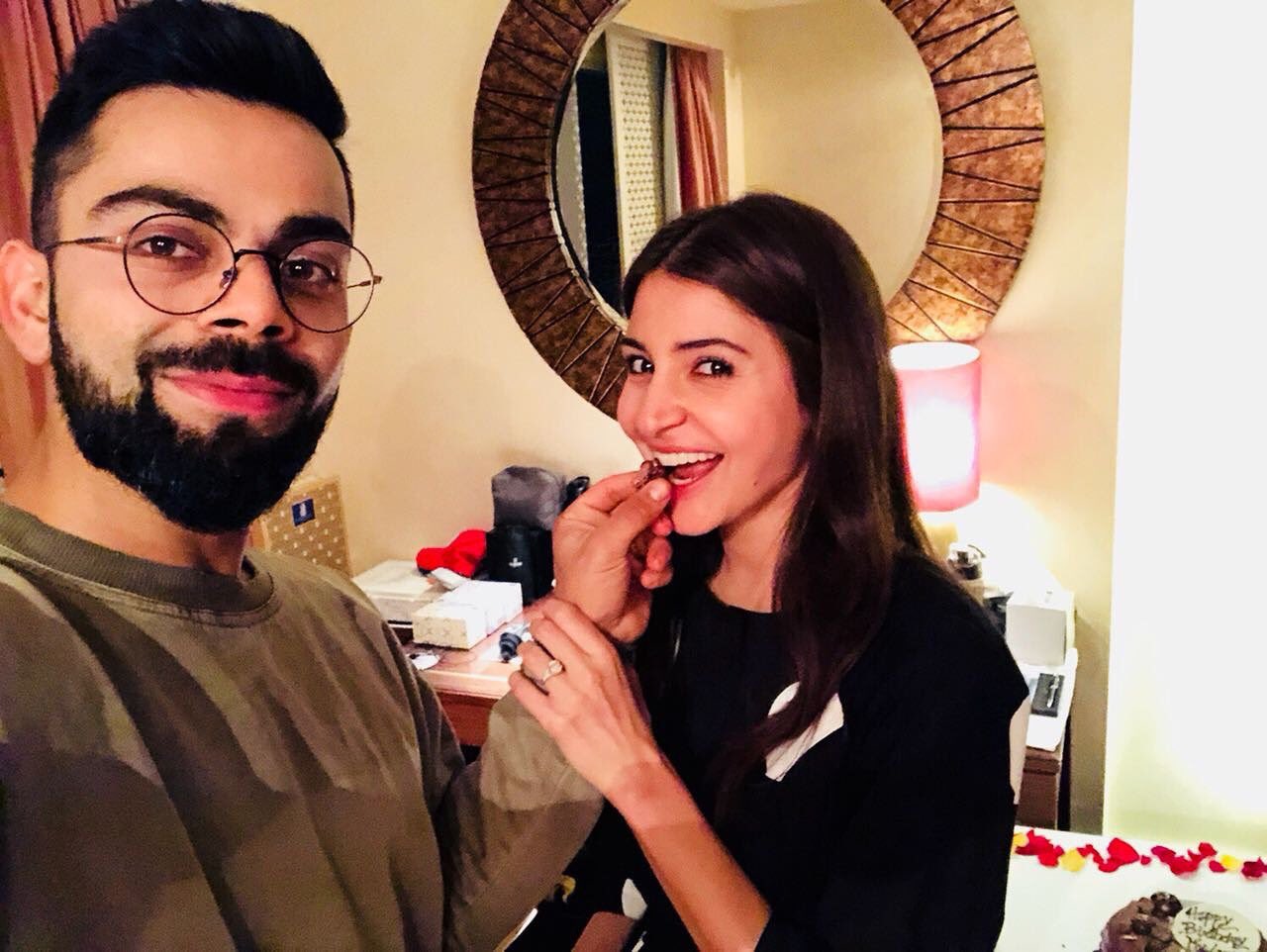 Virat Kohli with his wife Anushka Sharma on her birthday. Happy Birthday, Anushka! 
