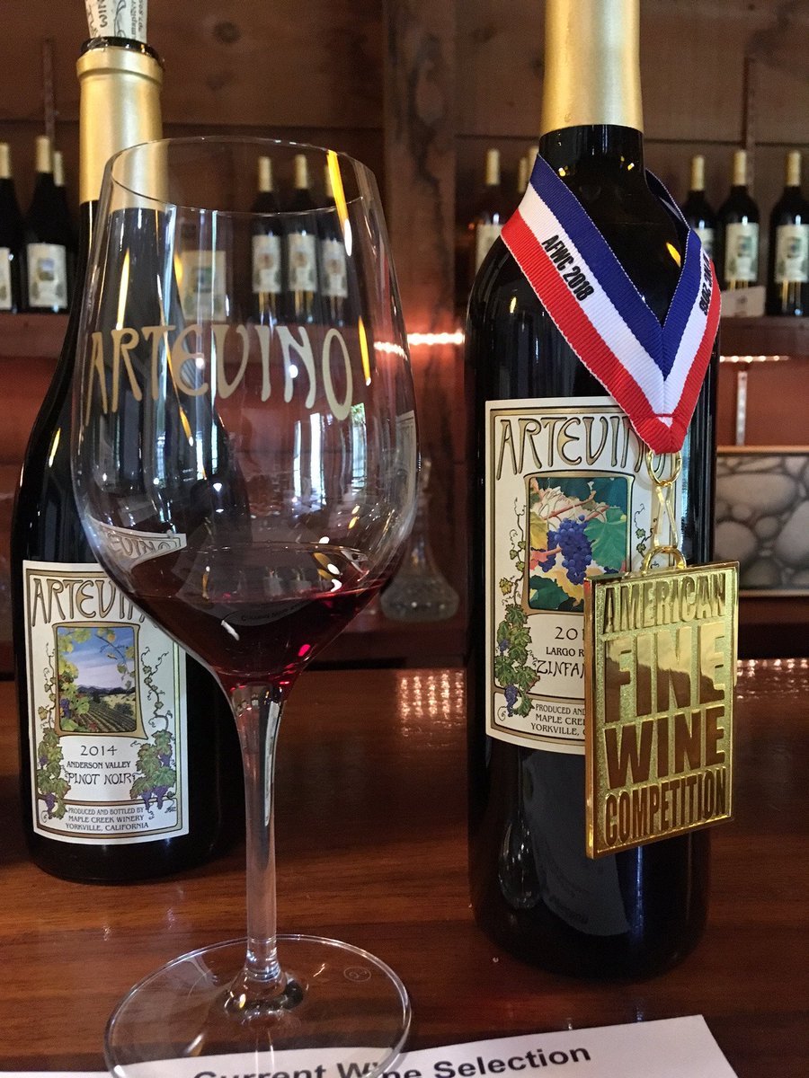 Award-winning Zinfandel. I liked it a lot! <a href="/artevinowine/">Maple Creek Winery</a> in #@VisitMendocino is a hidden gem. Tom makes wine with passion.