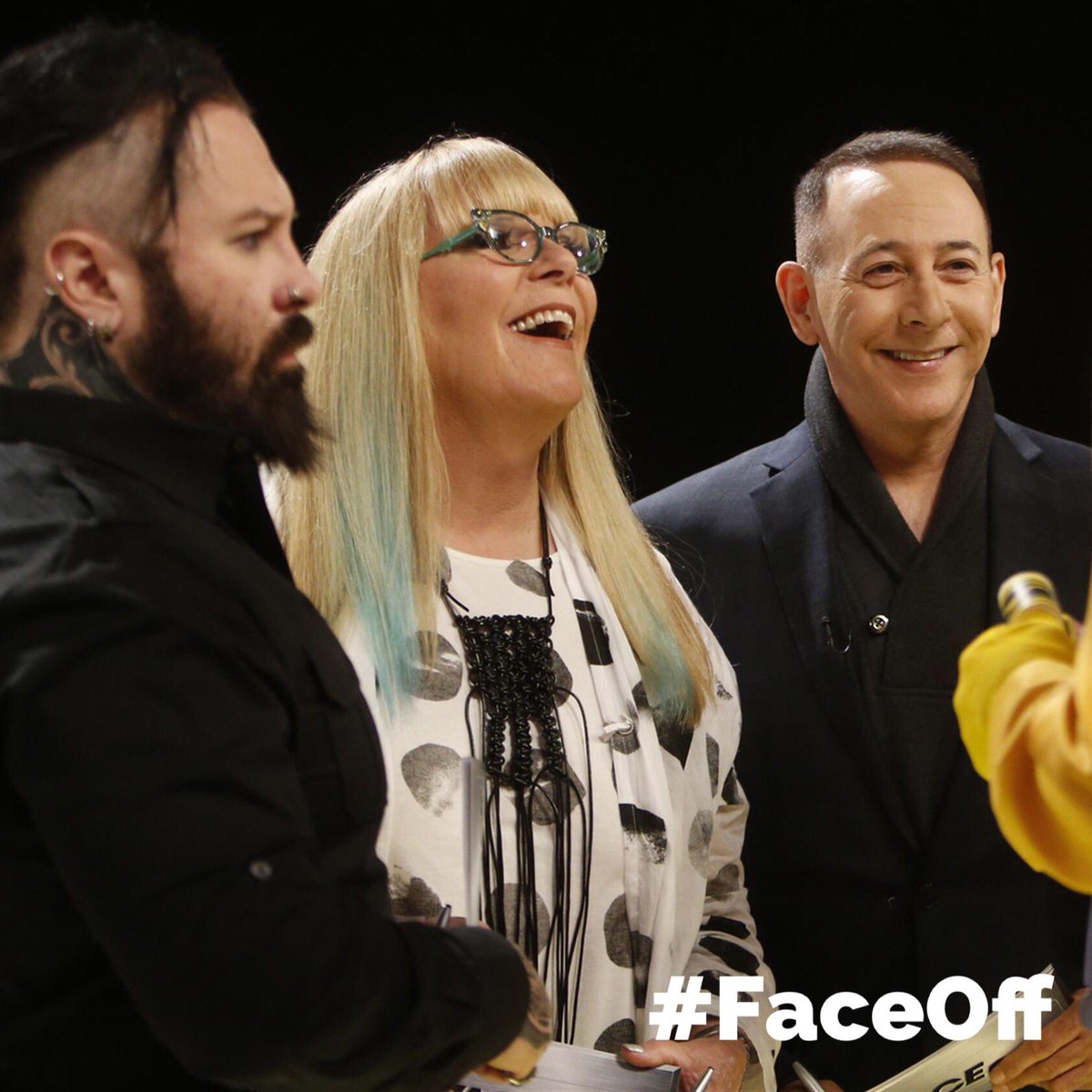 MissionControlM's tweet photo. #FaceOffFlashback: #PaulReubens was a guest judge for the #ChildsPlay challenge, reuniting him with #VeNeill who earned an #Emmy for #PeeWeesPlayhouse. #FaceOff #FaceOff2018 #FaceOff10 #FaceOffReturns #FaceOffWillReturn #FaceOffIsBack #season10 https://t.co/3KGxW9DVbf