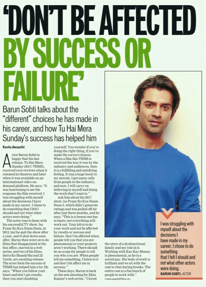 Panipurii_'s tweet photo. So happy to see him getting praises for #TuHaiMeraSunday It surely helped him to get boost. N new offer 😘  waiting fr #tgdif .always sorted @BarunSobtiSays https://t.co/0sQLoVwXjX