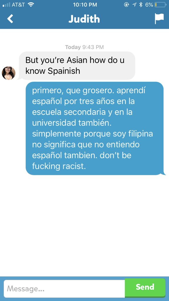 christajinn's tweet photo. just trying to play a friendly game of fight list &amp; this racist ass bitch really tryna fight me because I know how to count to ten in Spanish https://t.co/pVU6PhAQrR