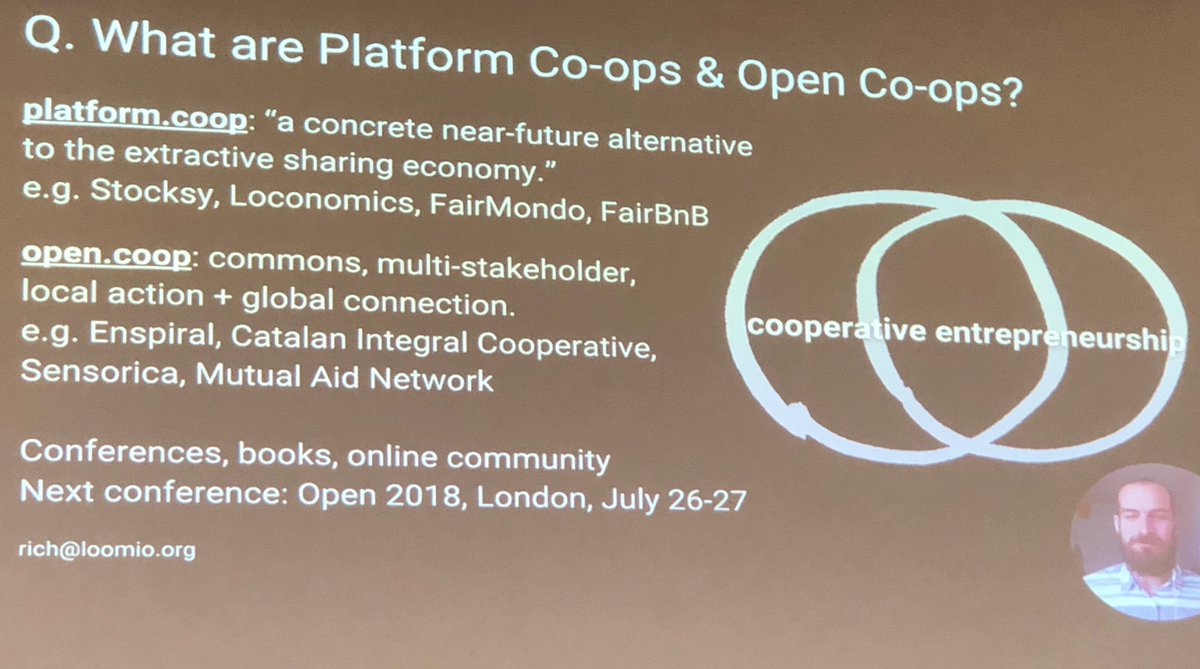 simcim's tweet photo. Rich from @Loomio speaks at the #ccww2018 conference through video on #platformcoops & open #coops & coop-like options when legal environment is not conducive to tech coops @icacoop @ICAAPAC @cicopa https://t.co/vziqJxtaEd