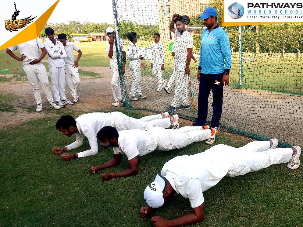 YSCEofficial's tweet photo. Mr. Vishal Bhatia taking fitness test of students at Pathways World School, Noida. 
What could be a better #MondayMotivation than this? 
#GoYSCE #YuvrajSingh #Cricket #Sports https://t.co/NRVEG6dHbx