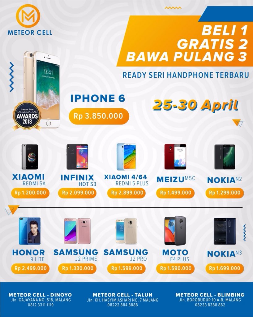 Daftar Harga Hp Di Meteor Cell Malang Daftar Ini