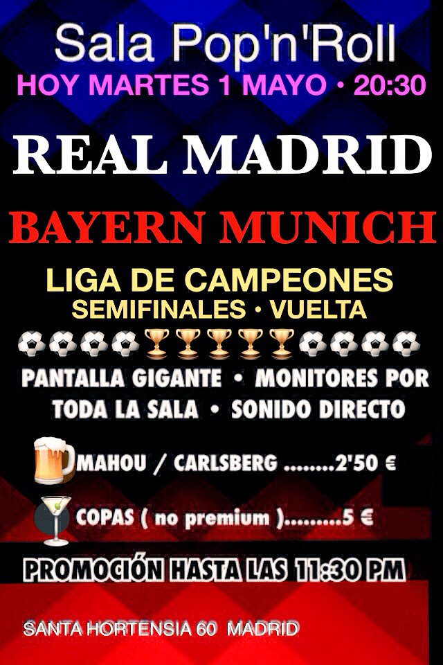 #RealMadrid #Bayern #La13 #ChampionsLeague #Mahou #FiestaDeMadrid #LaMovida #rockenespanol #poplatino <a href="/realmadrid/">Real Madrid C.F.</a>
