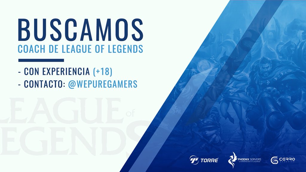 wepureGamers's tweet photo. #LoL 

¿Quieres unirte a la #pureFamily como coach del equipo?

Los requisitos son:

- +18
- Experiencia como coach en clubes
- Buena disponibilidad horaria
- Seriedad y compromiso

@LigaEspLol @lol_spain https://t.co/hHe8kxBZ48