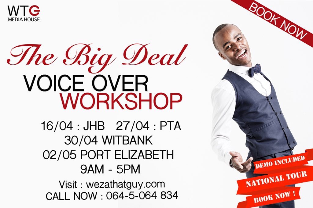 wezathatguy's tweet photo. Port Elizabeth Voice Over Workshop tomorrow 2 MAY !!🔥🔥  it’s not too late to book your seat now !! This is the fishing-rod 🎣 to catching the big dreams . Book and enquire on https://t.co/CBXgPPc2kt  #LiveYourDream https://t.co/V9u4RA96yL