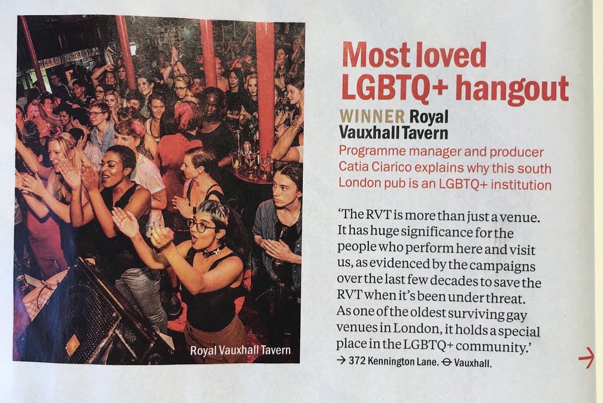 Royal Vauxhall Tavern (@thervt) on Twitter photo Wonderful news! We won Most Loved LGBTQ+ Venue in the <a href="/TimeOutLondon/">Time Out London</a> Awards.
THANK YOU, as always, for your continued support & love for RVT. β€οΈ Wonderful news! We won Most Loved LGBTQ+ Venue in the <a href="/TimeOutLondon/">Time Out London</a> Awards.
THANK YOU, as always, for your continued support & love for RVT. β€οΈ