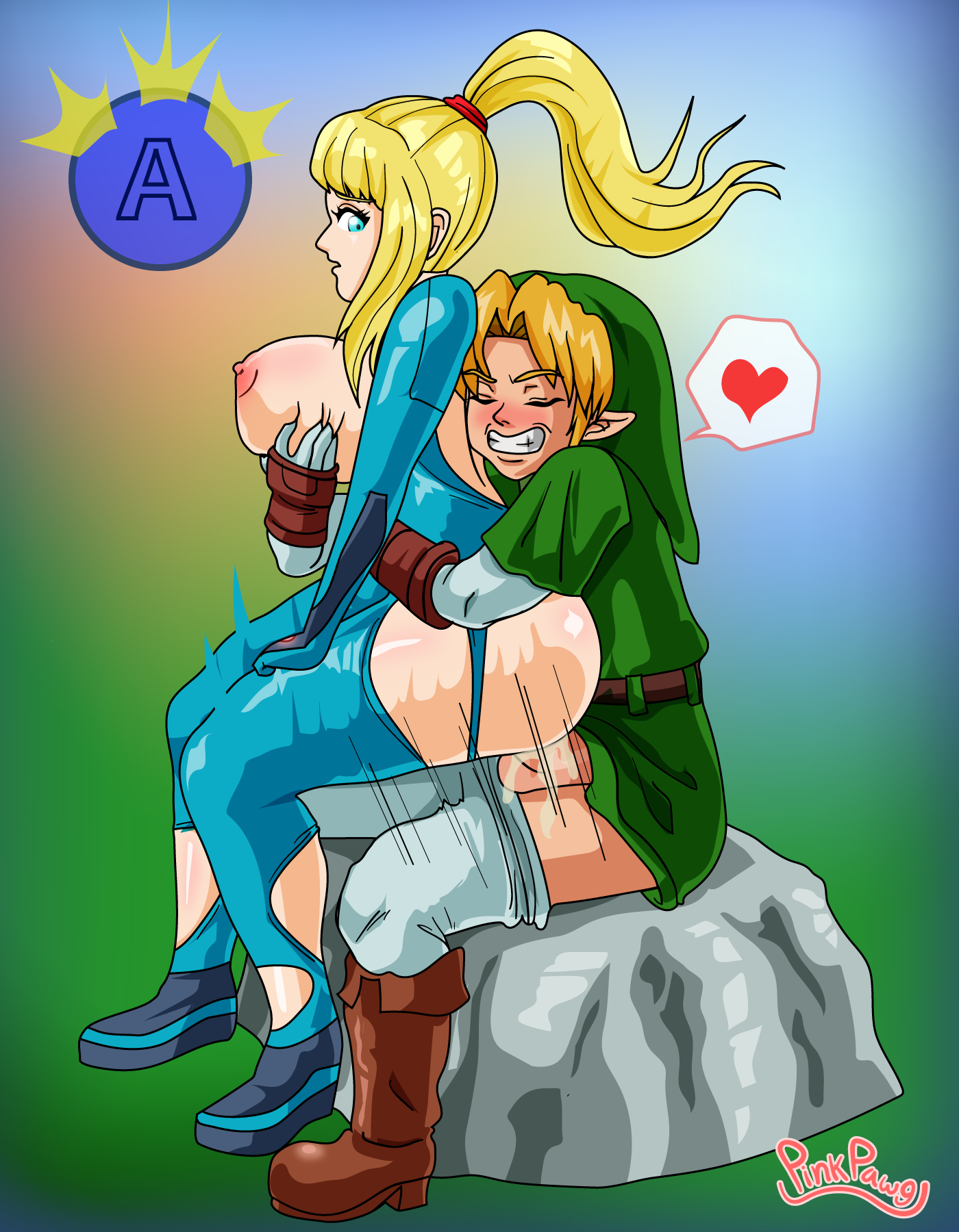 “Link have found a space warrior girl! #zelda #link #nintendo #samus #hetna...