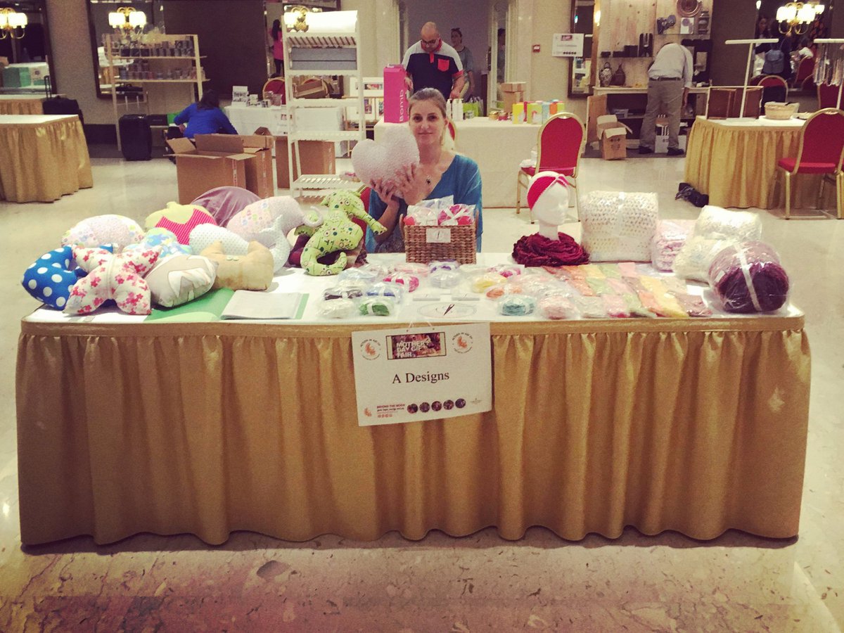 A_Dot_Designs's tweet photo. All set up at Corinthia Palace Hotel &amp; Spa for the Mother's Day Fair in aid of the children's charity Beyond The Moon and looking forward to meeting you in person! ❤👩‍👧‍👦 #adotdesigns #adotdesigns #handmade #crochet #fair #mothersday #cushions #coasters #headbands #blanket https://t.co/DGnPxSijc4