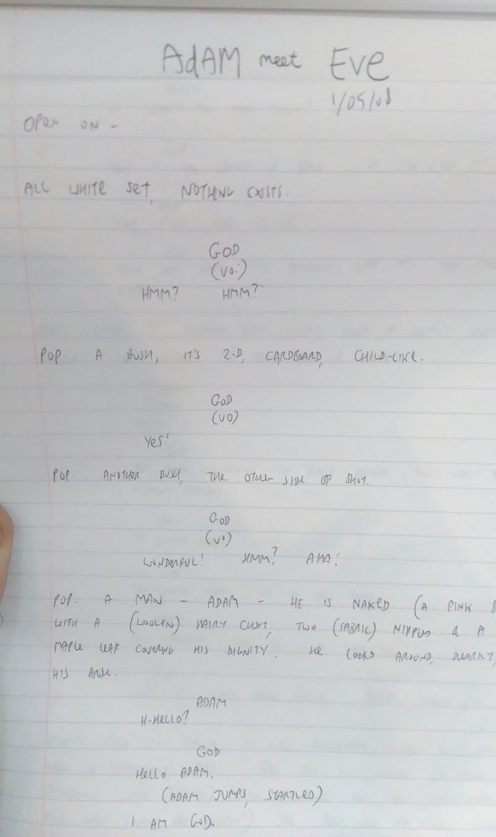 AdamMeetEve's tweet photo. Found this handwritten first draft &amp; sketch of Adam Meet Eve from May 1st 2008! Ten years later almost time for people to see the finished film. #shortfilm #10yearslater #firstdraft #filmmaking #patience https://t.co/BKuc1r60RT
