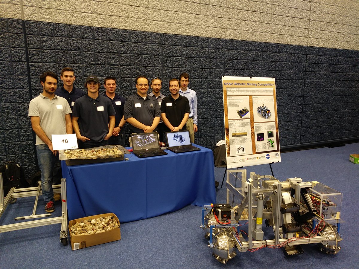 Blasterbotica's tweet image. The RMC team has implemented its concepts to the robotic design! The 2018 Capstone Design Showcase at Colorado School of Mines (formerly Trade Fair) was a success with great feedback!