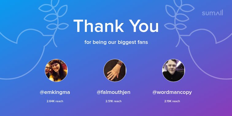 OOBcopy's tweet photo. Our biggest fans this week: @emkingma, @falmouthjen, @wordmancopy. Thank you! via https://t.co/E7DtzmrUFj https://t.co/Anqurz1cft