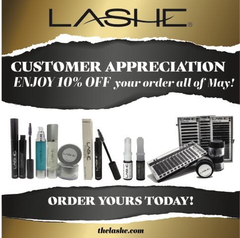 TheLashe's tweet photo. Promo Code LASHELOVE to RECEIVE 10% OFF Every day in May! #thelashe #promocode #beautyblogger #eyelashextensions https://t.co/VV2CqqixNB