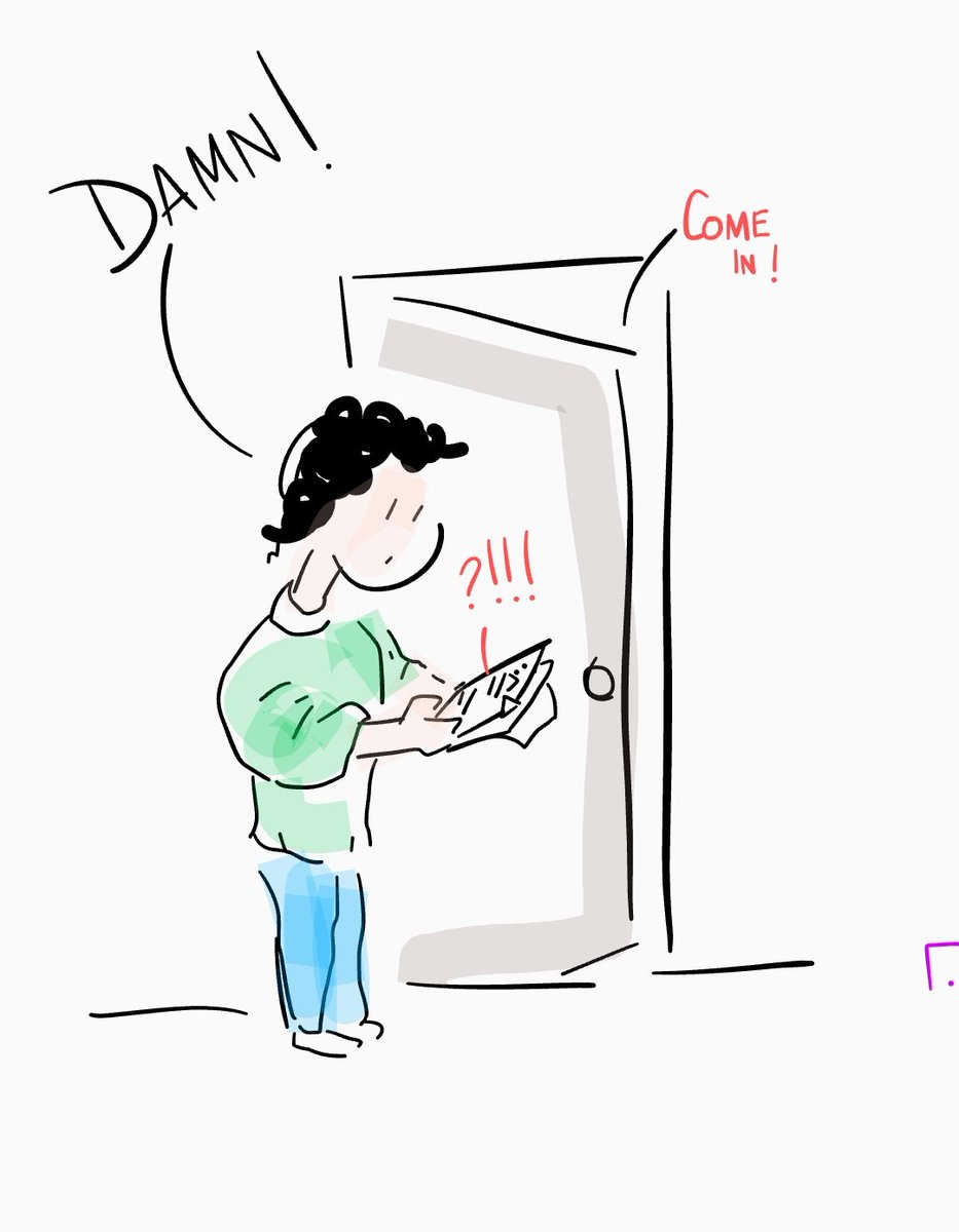 GradWoes's tweet photo. Finding an obvious flaw in the proposal seconds before entering the Advisor's office .. (impending doom)

#gradlifewoes #grad #gradschool #phdlife #PhD #misery #damn #illustration #webcomic #art #comic #illustrator #Advisor #proposal #sadlife #doodle https://t.co/UthThbxMpX
