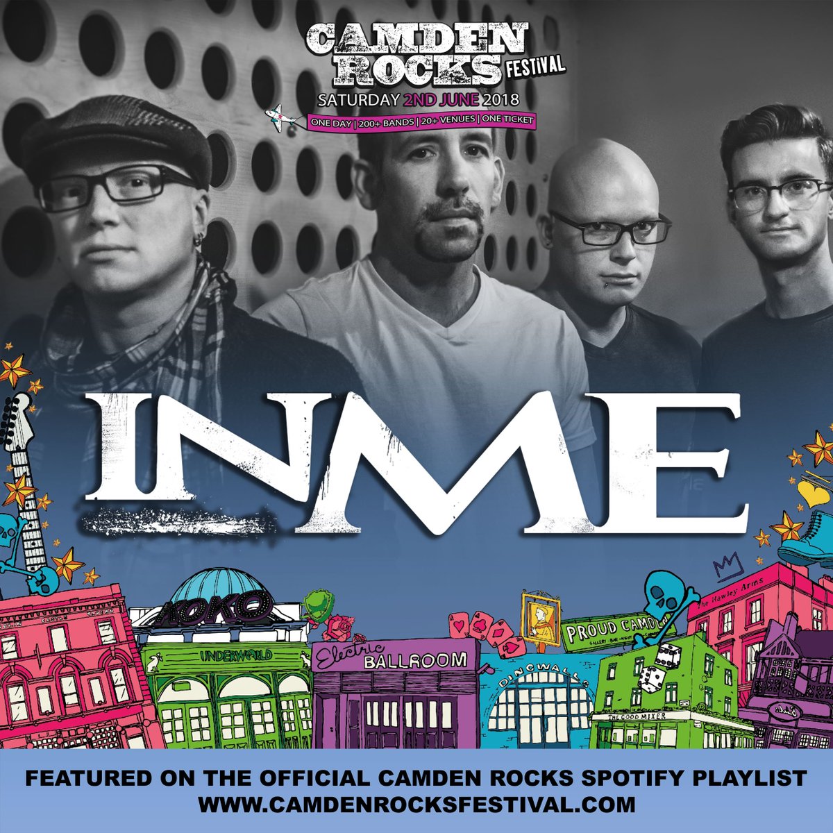 CamdenRocksFest's tweet photo. FEATURED ★ Newly added to the @CamdenRocksFest lineup, British rock act @InMeOfficial have toured with the likes of @Nickelback @LimpBizkit @Deftones @BiffyClyro &amp; more, and were recently awarded a coveted KKKKK in @KerrangMagazine! #Underdose: https://t.co/QZaP3mmT74 https://t.co/EF4P23gxjB