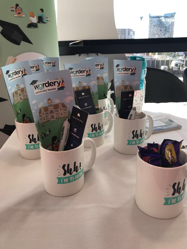 wordery's tweet photo. Sharing the Wordery mug-love at the Talis exhibition in Birmingham today; promoting our University Books scheme #talisinsight #universitybooks https://t.co/YgCzGWKpBo