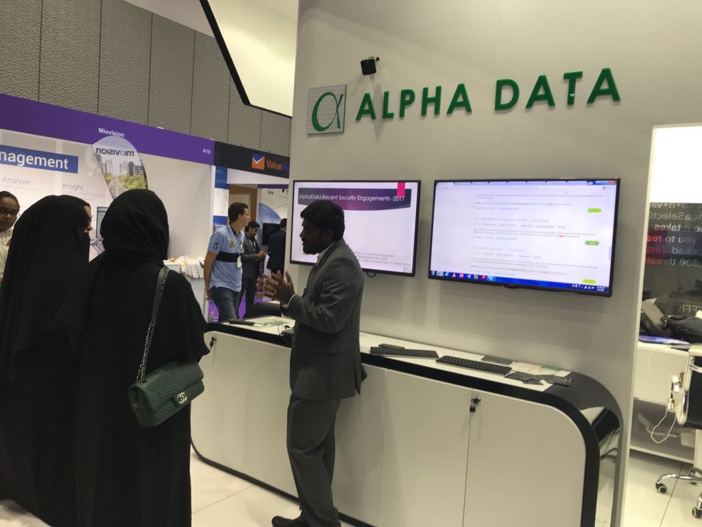 AlphaData's tweet image. Lot of discussion, exchange of information and ideas happening now at our busy stand (Booth B6) at #GISEC. Thank you all for showing up at our stand. @ciscomiddleeast #alphadata #YourSecurityPartner